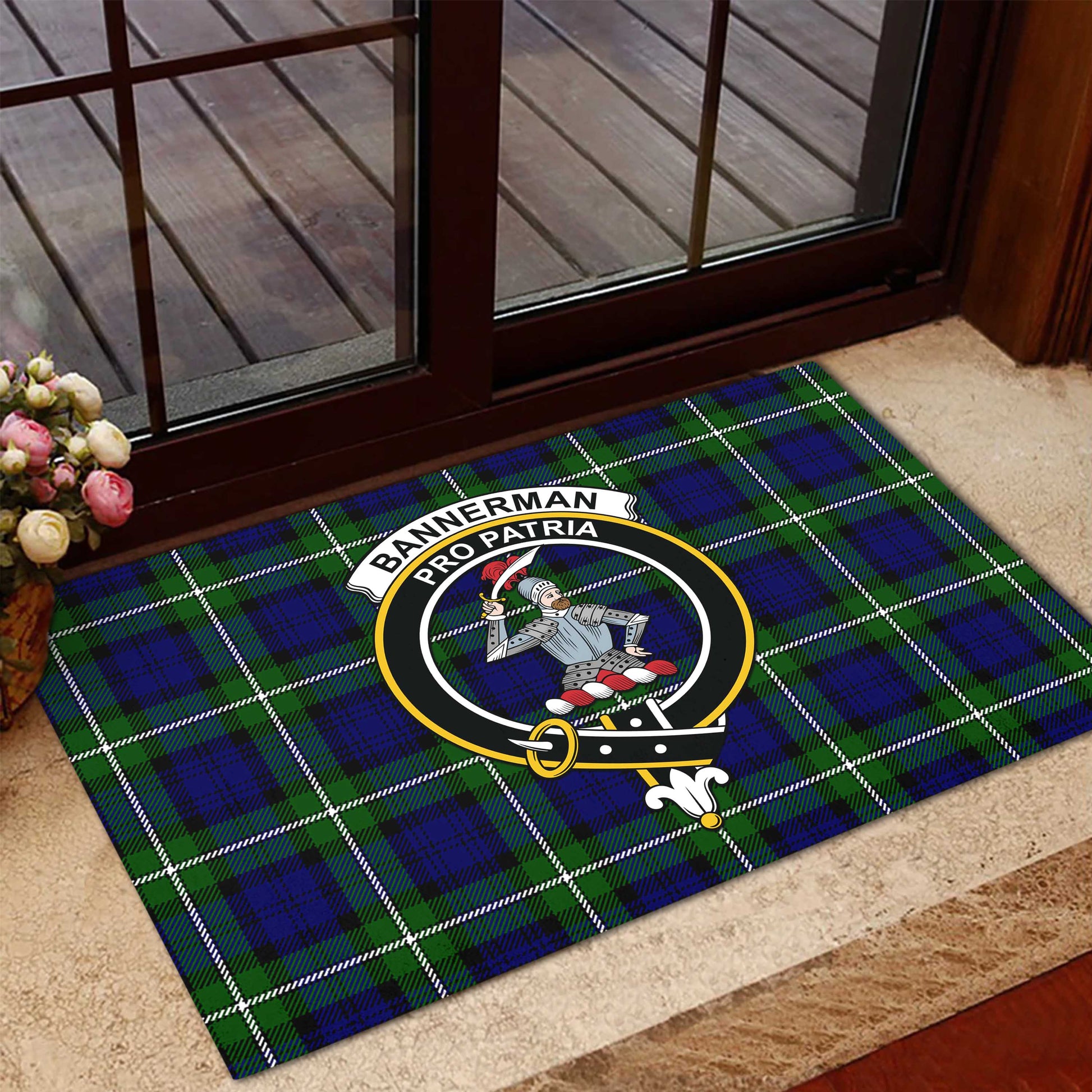 Bannerman Tartan Rubber Doormat with Family Crest - Tartan Vibes Clothing
