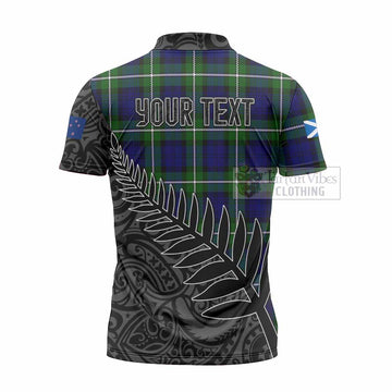 Bannerman Crest Tartan Zipper Polo Shirt with New Zealand Silver Fern Half Style - Tartan Vibes Clothing
