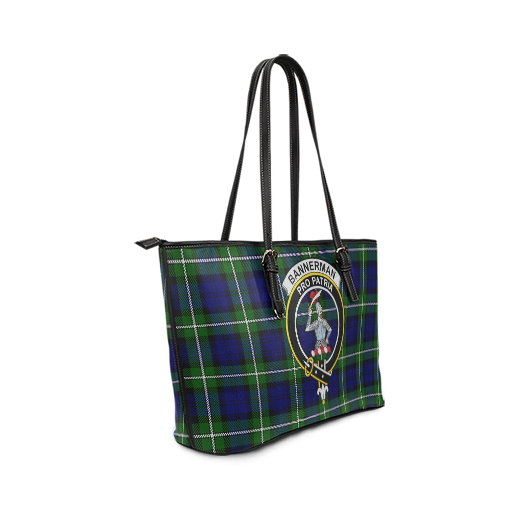 Bannerman Tartan Leather Tote Bag with Family Crest - Tartan Vibes Clothing