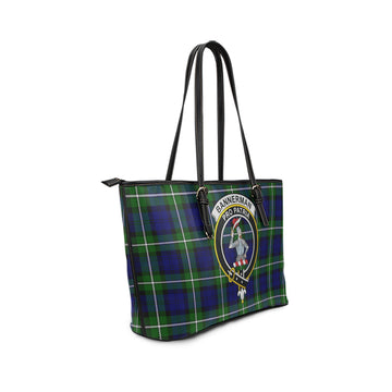 Bannerman Tartan Leather Tote Bag with Family Crest