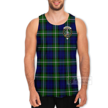 Bannerman Tartan Men's Tank Top with Family Crest and Bearded Skull Holding Bottles of Whiskey - Tartan Vibes Clothing