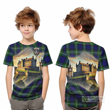 Bannerman Tartan Family Crest Kid T-Shirt with Scottish Ancient Castle Style - Tartan Vibes Clothing