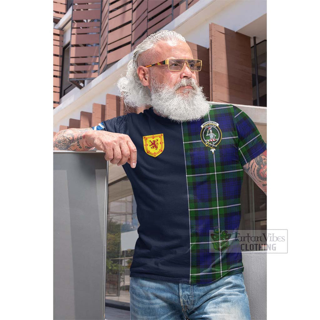 Bannerman Tartan Cotton T-shirt Alba with Scottish Lion Royal Arm Half Style Men's Shirt - Tartan Vibes Clothing