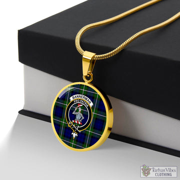 Bannerman Tartan Circle Necklace with Family Crest Luxury Necklace (Gold) No - Tartan Vibes Clothing