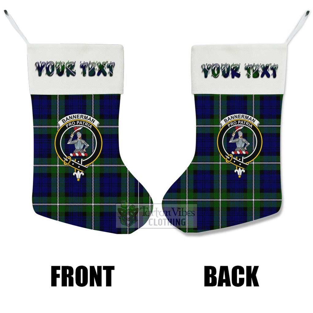 Tartan Vibes Clothing Bannerman Tartan Family Crest Christmas Stocking with Personalized Text