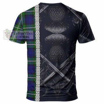Bannerman Tartan T-Shirt with Family Crest Cross Sword Thistle Celtic Vibes - Tartan Vibes Clothing