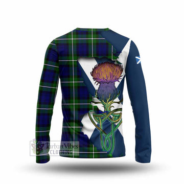 Tartan Vibes Clothing Bannerman Tartan Family Crest Long Sleeve T-Shirt Scottish Thistle Celtic Inspired