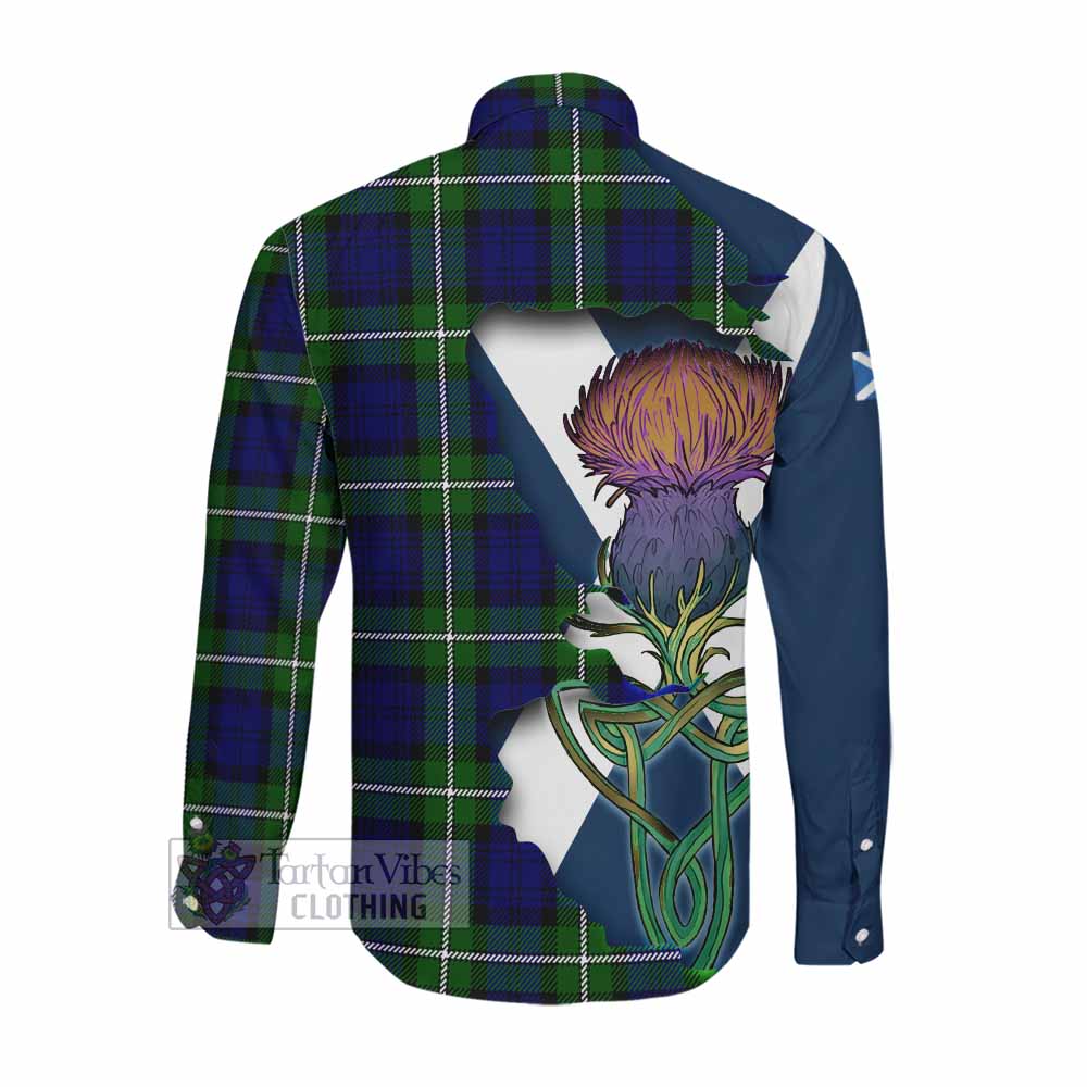 Tartan Vibes Clothing Bannerman Tartan Family Crest Long Sleeve Button Shirt Scottish Thistle Celtic Inspired