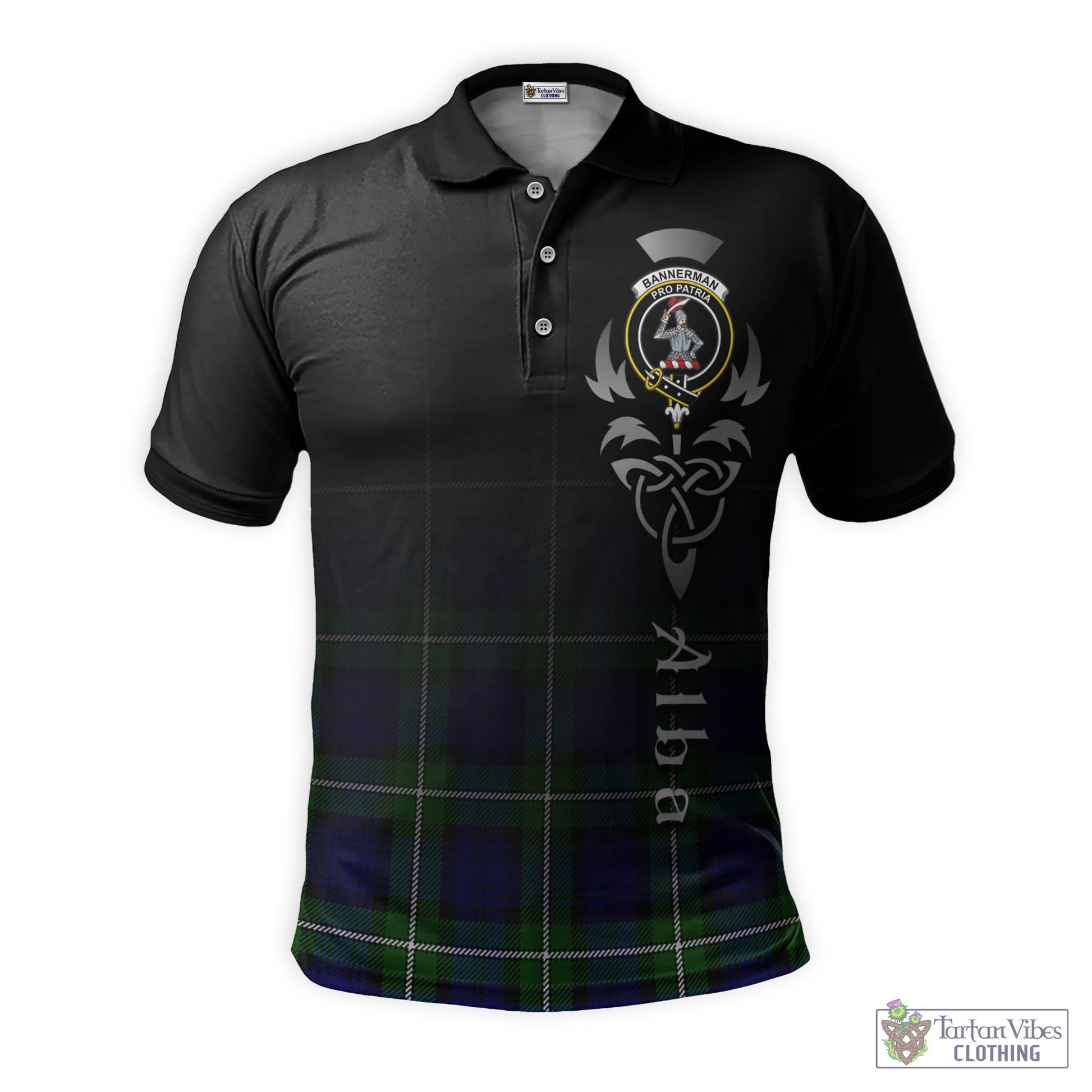 Tartan Vibes Clothing Bannerman Tartan Polo Shirt Featuring Alba Gu Brath Family Crest Celtic Inspired