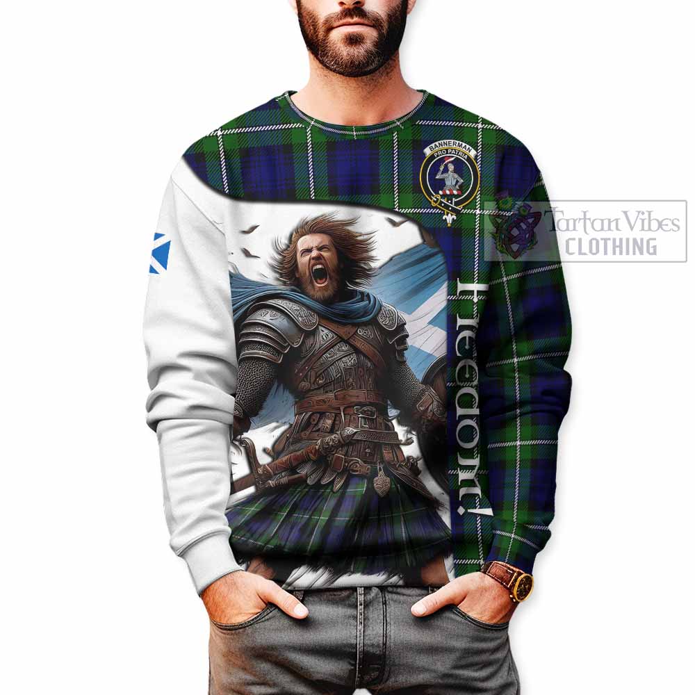 Bannerman Crest Tartan Sweatshirt Inspired by the Freedom of Scottish Warrior - Tartan Vibes Clothing