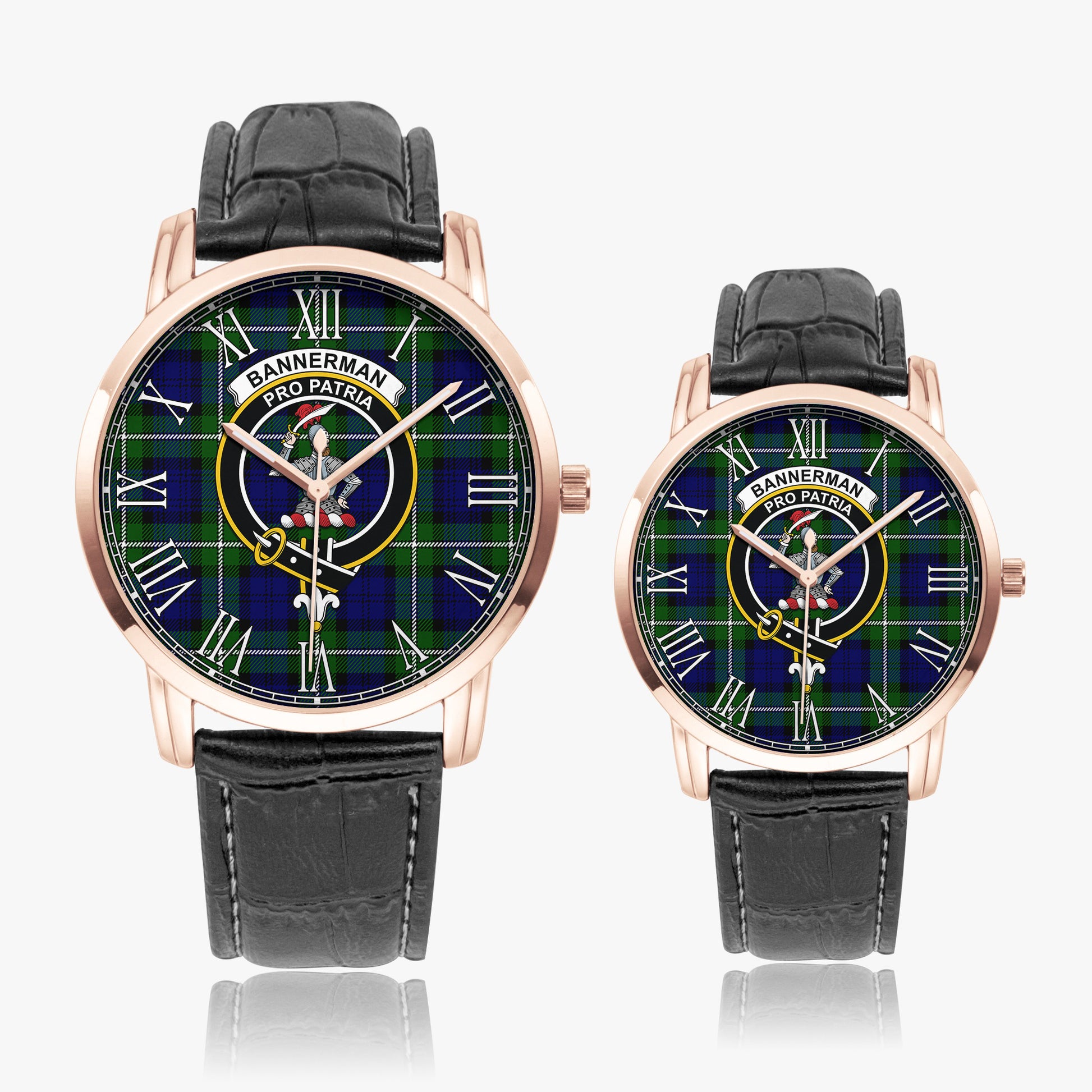 Bannerman Tartan Family Crest Leather Strap Quartz Watch - Tartan Vibes Clothing