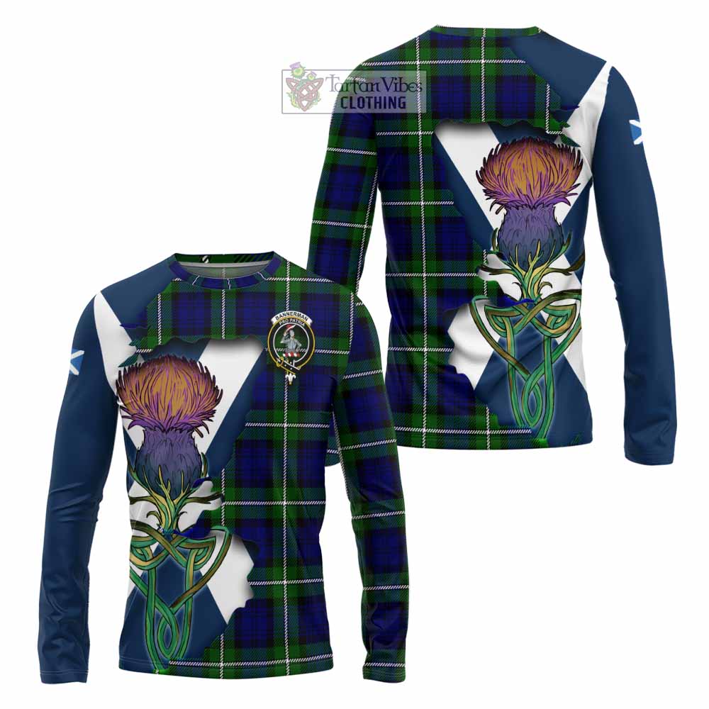 Tartan Vibes Clothing Bannerman Tartan Family Crest Long Sleeve T-Shirt Scottish Thistle Celtic Inspired