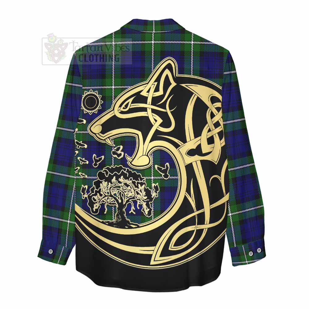 Bannerman Tartan Women's Casual Shirt with Family Crest Celtic Wolf Style - Tartan Vibes Clothing