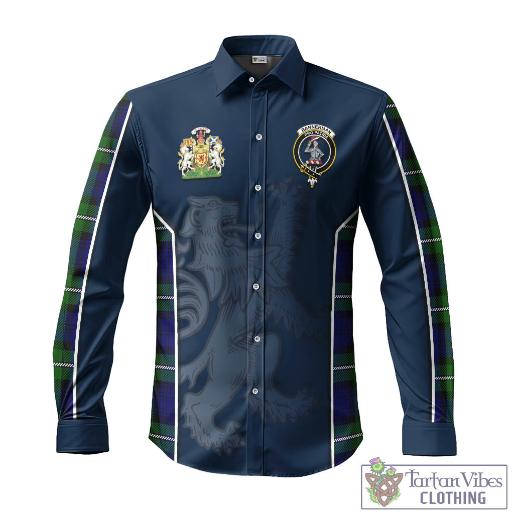 Tartan Vibes Clothing Bannerman Tartan Long Sleeve Button Up Shirt with Family Crest and Lion Rampant Vibes Sport Style