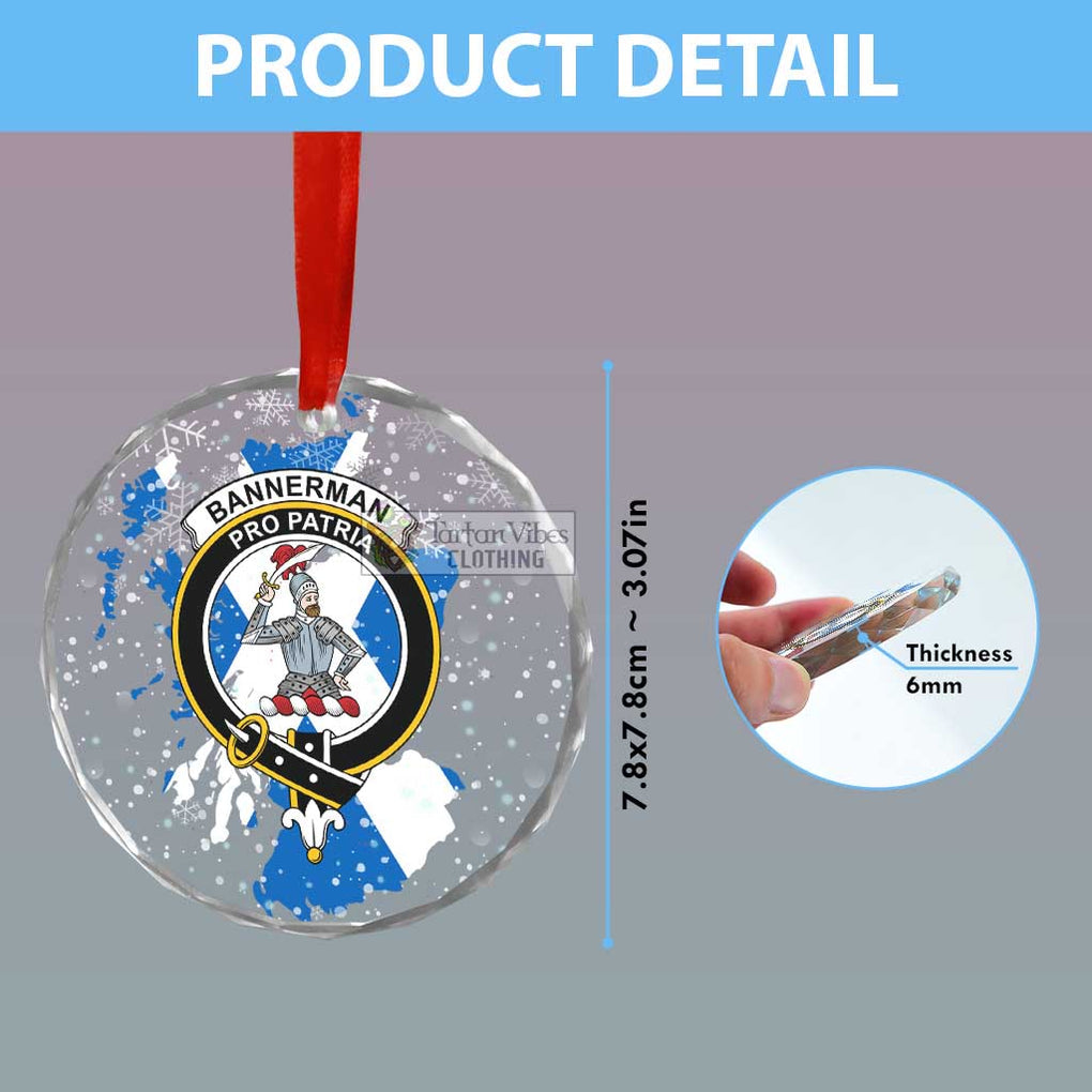 Tartan Vibes Clothing Bannerman Clan Crest Christmas Glass Ornament with Scotland Map
