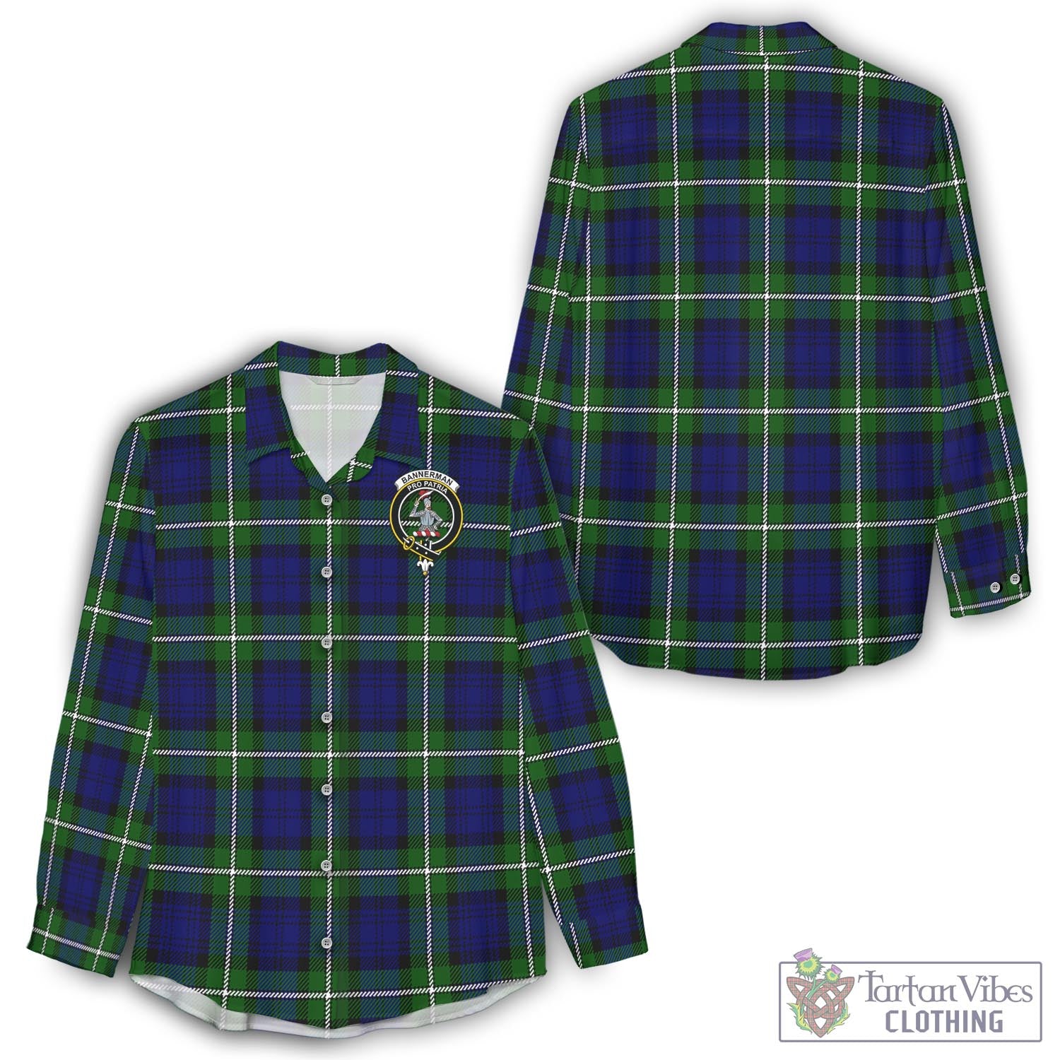 Bannerman Tartan Women's Casual Shirt with Family Crest - Tartan Vibes Clothing