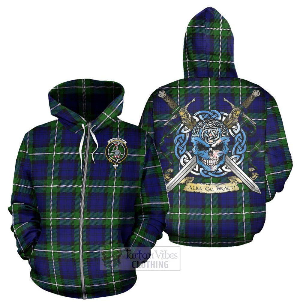 Bannerman Tartan Hoodie with Family Crest Celtic Skull Style - Tartan Vibes Clothing