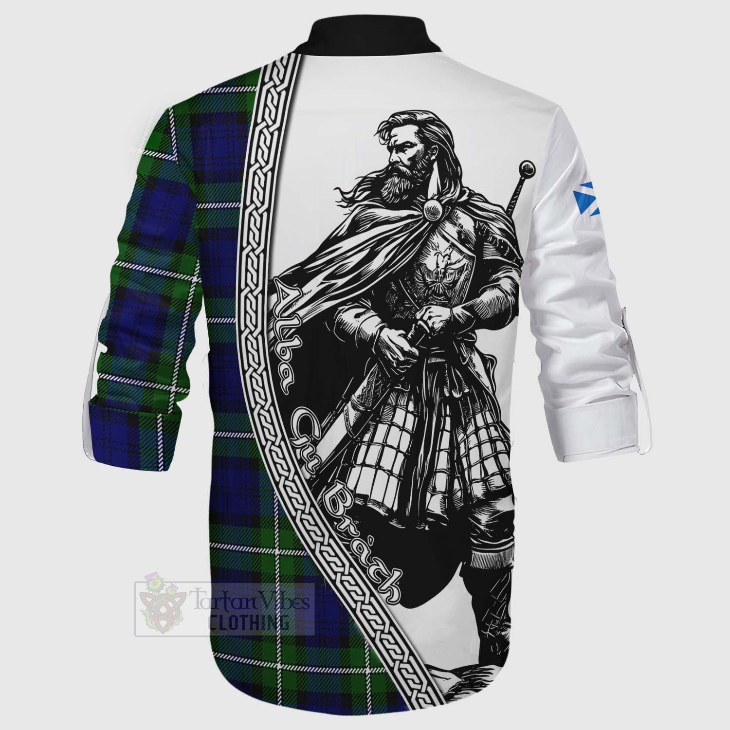 Bannerman Tartan Clan Crest Ghillie Kilt Shirt with Highlander Warrior Celtic Style - Tartan Vibes Clothing