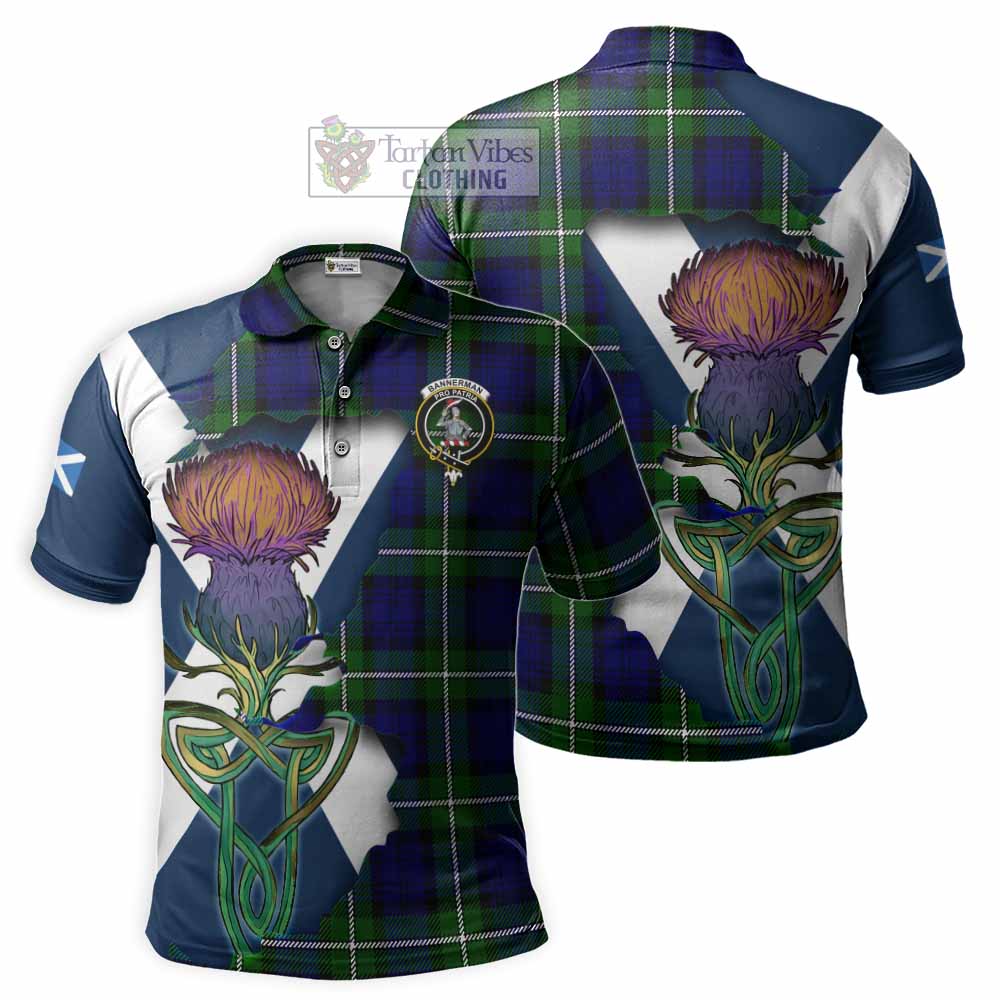 Tartan Vibes Clothing Bannerman Tartan Family Crest Polo Shirt Scottish Thistle Celtic Inspired