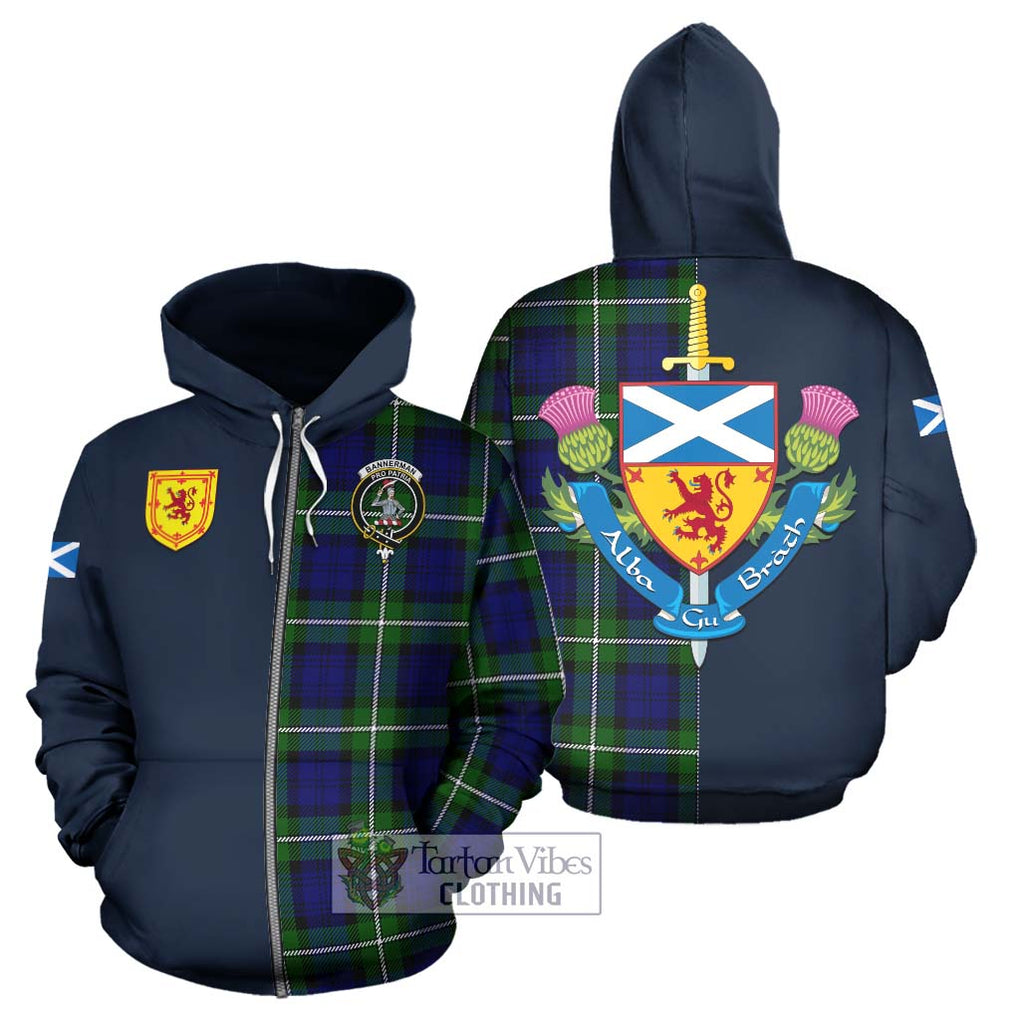 Bannerman Tartan Hoodie Alba with Scottish Lion Royal Arm Half Style - Tartan Vibes Clothing