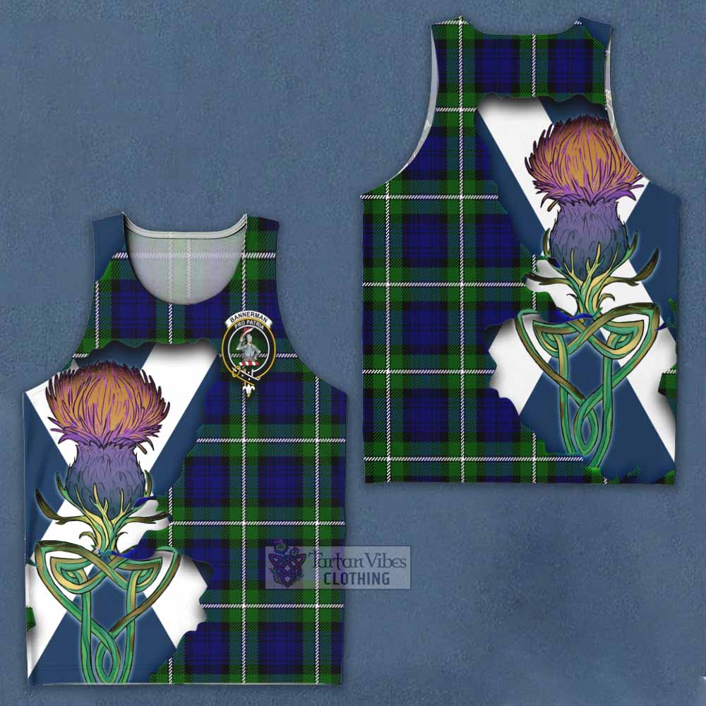 Tartan Vibes Clothing Bannerman Tartan Family Crest Men's Tank Top Scottish Thistle Celtic Inspired