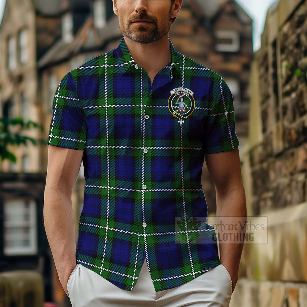 Bannerman Tartan Hawaiian Shirt with Family Crest Celtic Skull Style - Tartan Vibes Clothing
