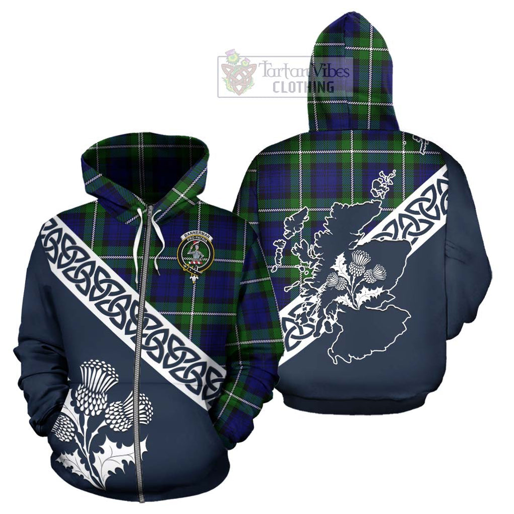 Bannerman Tartan Hoodie Featuring Thistle and Scotland Map - Tartan Vibes Clothing