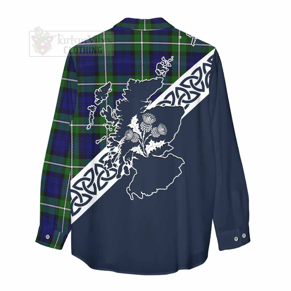 Bannerman Tartan Women's Casual Shirt Featuring Thistle and Scotland Map - Tartan Vibes Clothing