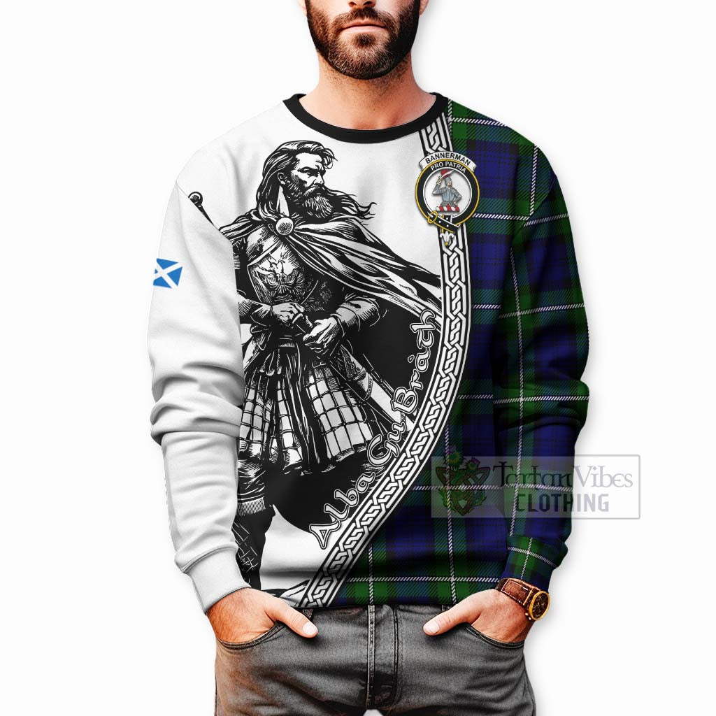 Bannerman Tartan Clan Crest Sweatshirt with Highlander Warrior Celtic Style - Tartan Vibes Clothing
