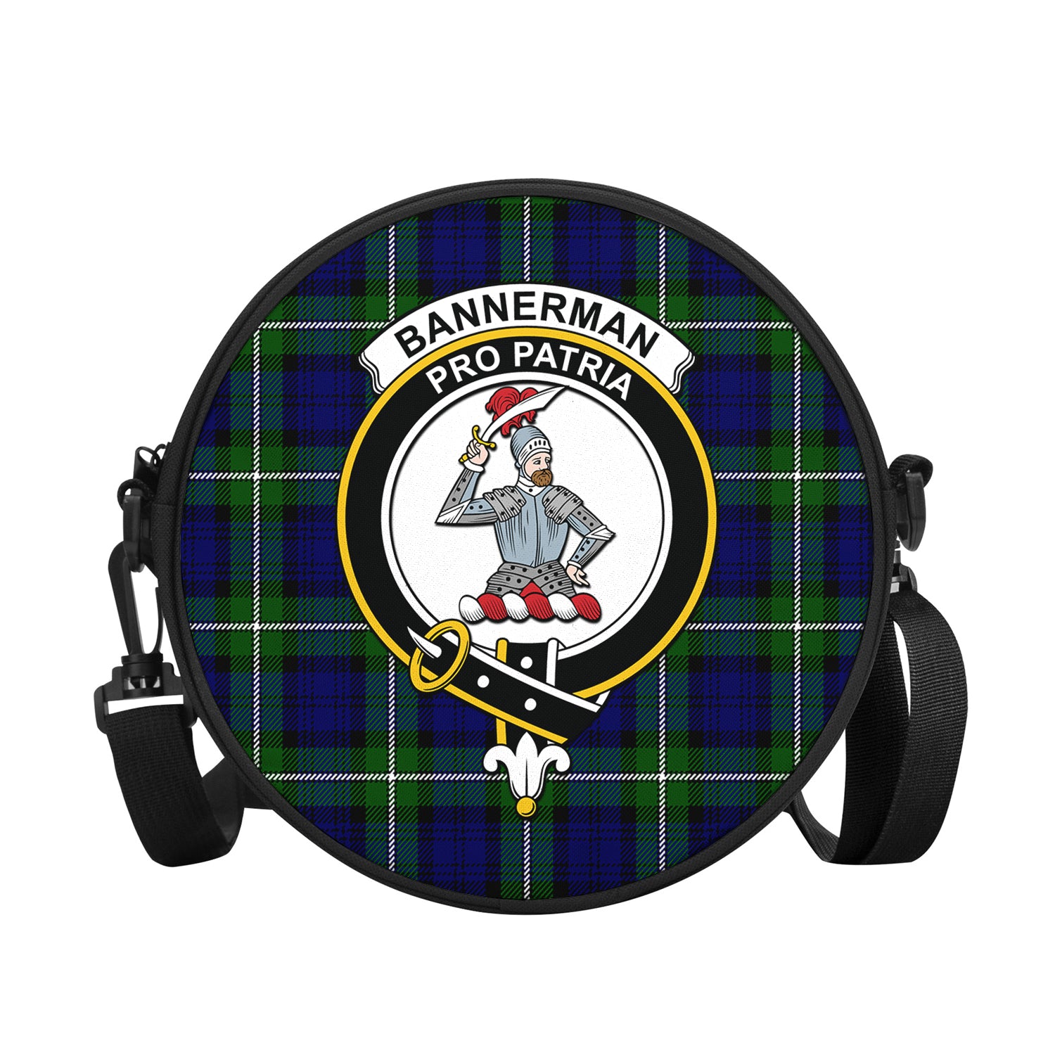 Bannerman Tartan Round Satchel Bags with Family Crest - Tartanvibesclothing