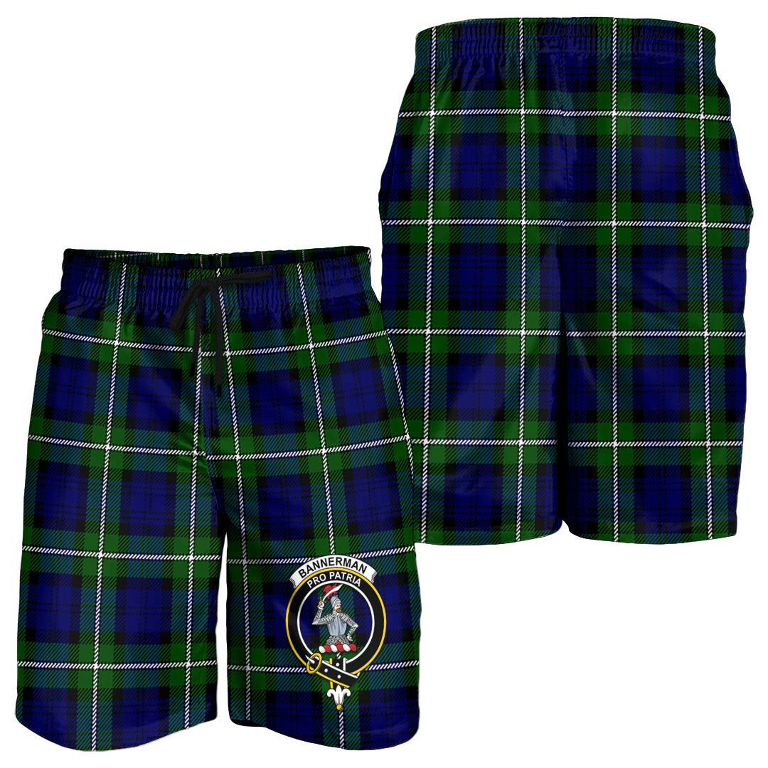 Bannerman Tartan Mens Shorts with Family Crest - Tartan Vibes Clothing