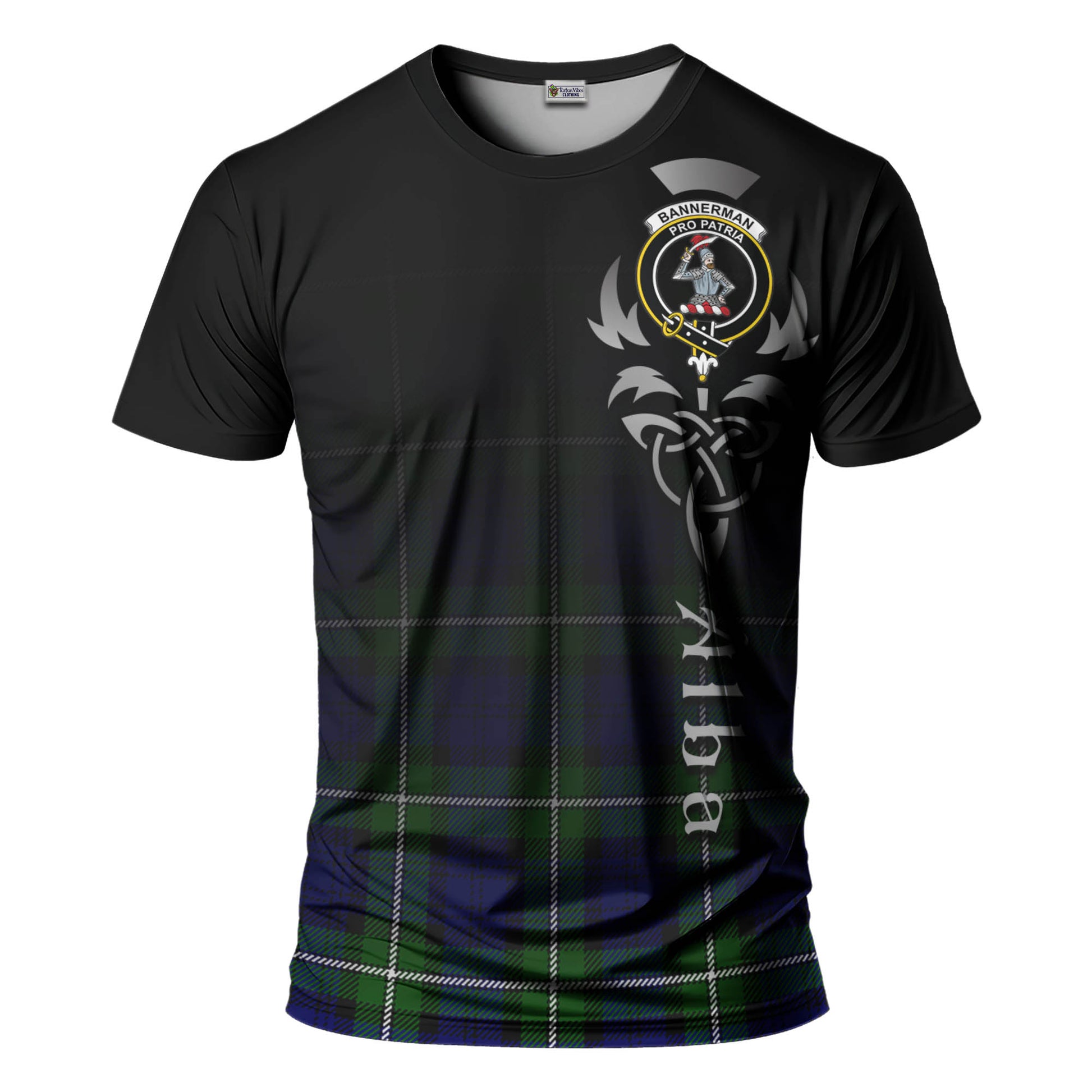 Tartan Vibes Clothing Bannerman Tartan T-Shirt Featuring Alba Gu Brath Family Crest Celtic Inspired