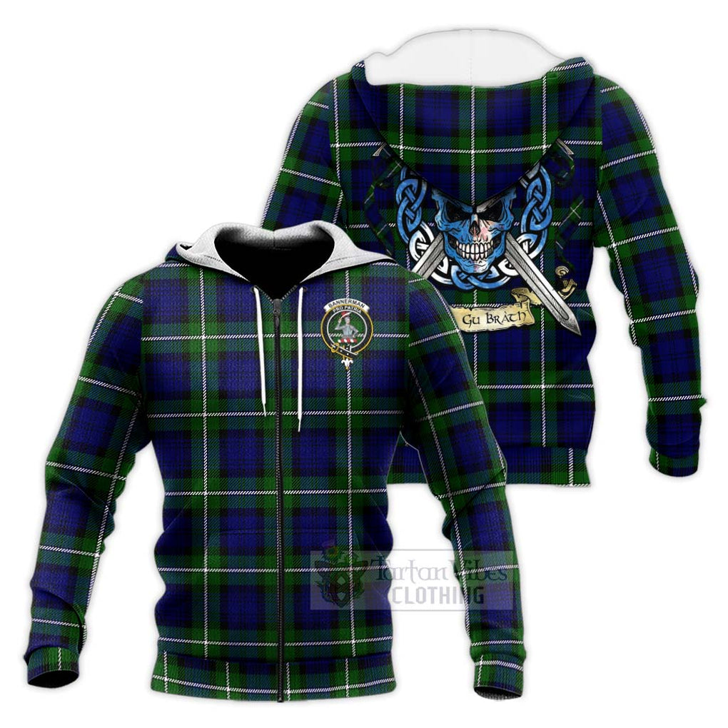Bannerman Tartan Knitted Hoodie with Family Crest Celtic Skull Style Unisex Knitted Zip Hoodie - Tartan Vibes Clothing