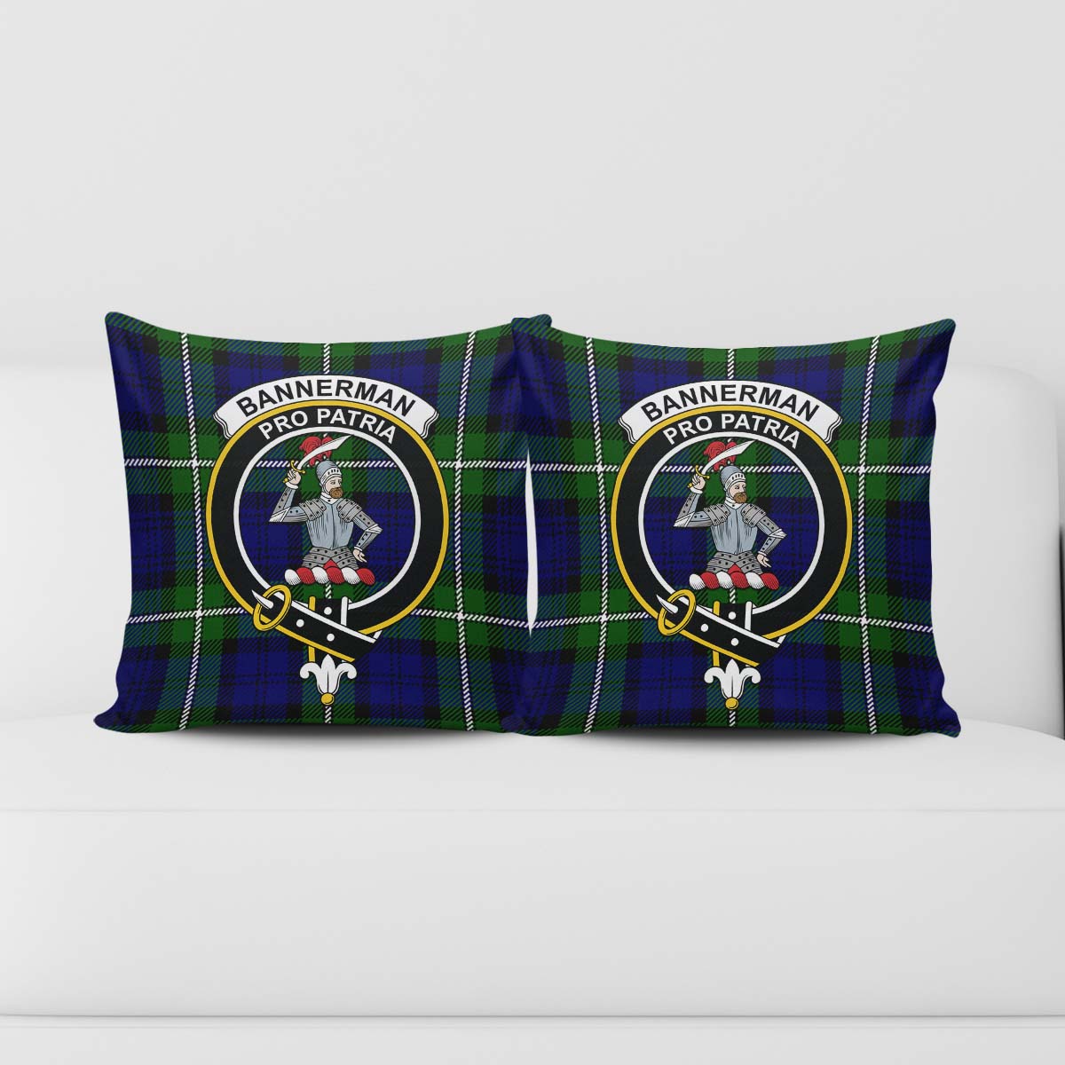 Bannerman Tartan Pillow Cover with Family Crest - Tartan Vibes Clothing