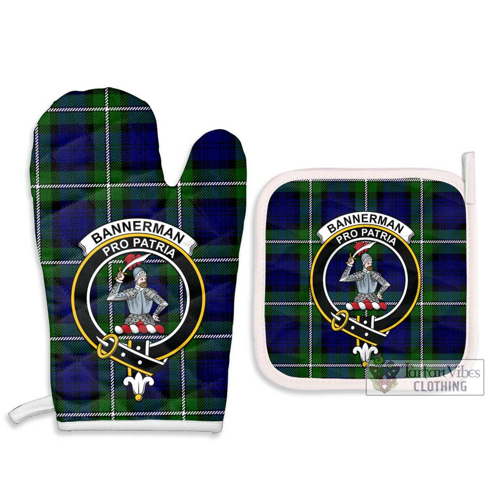 Bannerman Tartan Combo Oven Mitt & Pot-Holder with Family Crest - Tartan Vibes Clothing