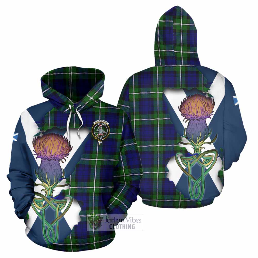 Tartan Vibes Clothing Bannerman Tartan Family Crest Hoodie Scottish Thistle Celtic Inspired
