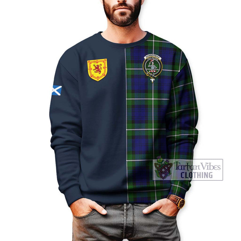 Bannerman Tartan Sweatshirt Alba with Scottish Lion Royal Arm Half Style - Tartan Vibes Clothing
