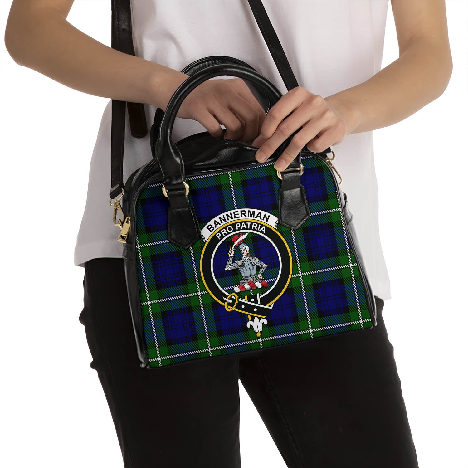 Bannerman Tartan Shoulder Handbags with Family Crest - Tartan Vibes Clothing