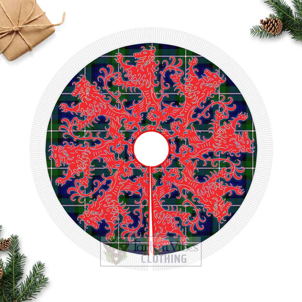 Bannerman Tartan Christmas Tree Skirt Lion Rampant Style Fringed Tree Skirts - Tartan Vibes Clothing