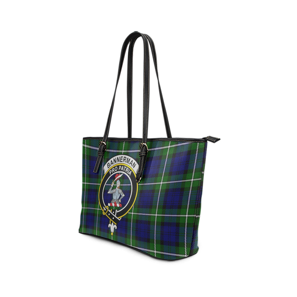 Bannerman Tartan Leather Tote Bag with Family Crest - Tartan Vibes Clothing