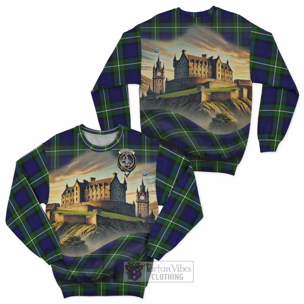 Bannerman Tartan Family Crest Sweatshirt with Scottish Ancient Castle Style - Tartan Vibes Clothing