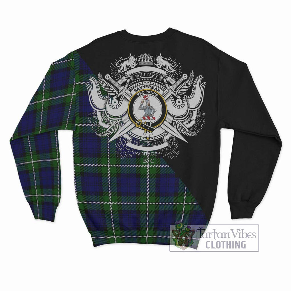 Bannerman Tartan Sweatshirt with Family Crest and Military Logo Style - Tartan Vibes Clothing