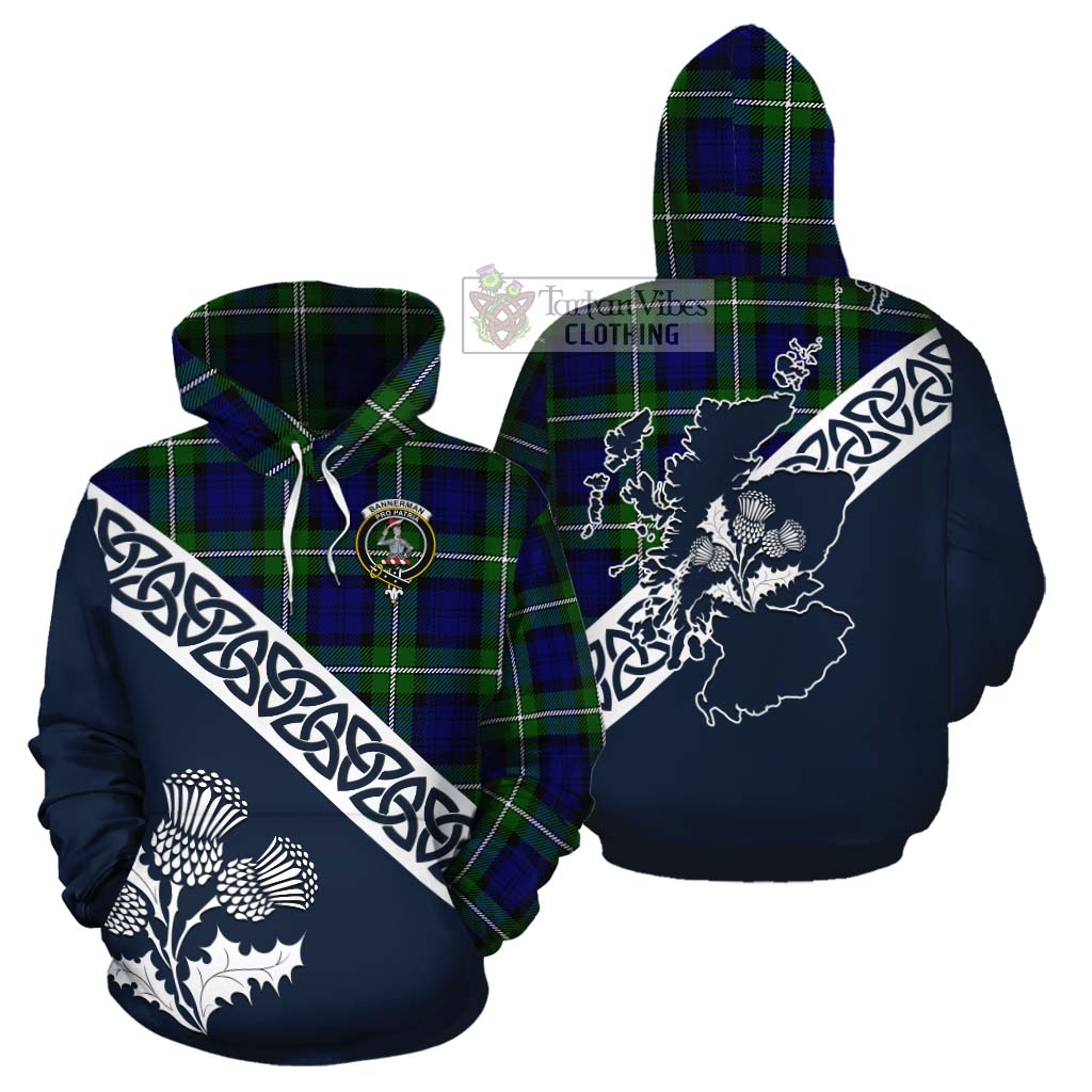 Bannerman Tartan Cotton Hoodie Featuring Thistle and Scotland Map Zip Hoodie - Tartan Vibes Clothing