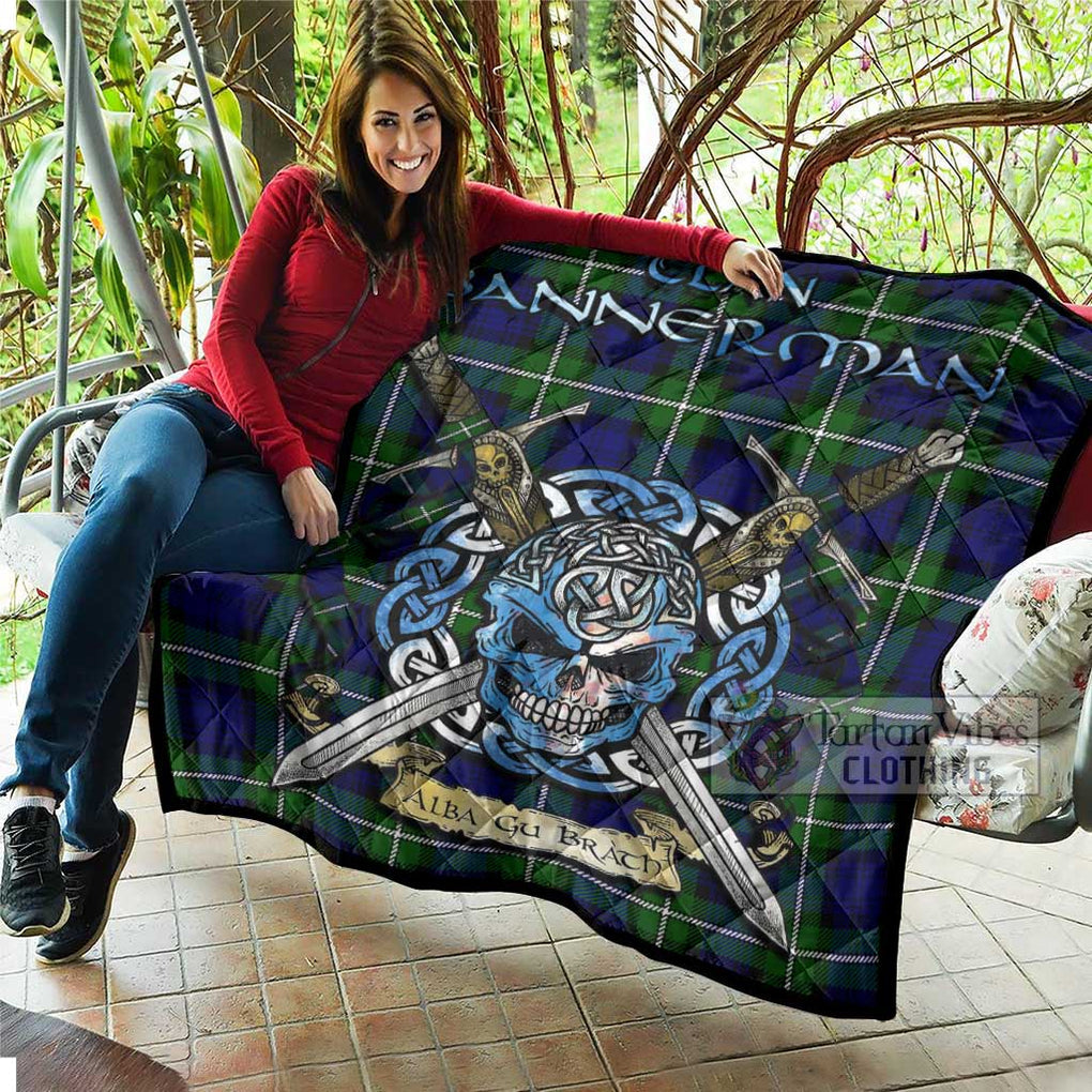 Bannerman Tartan Quilt with Celtic Skull Alba Gu Brath Style - Tartan Vibes Clothing