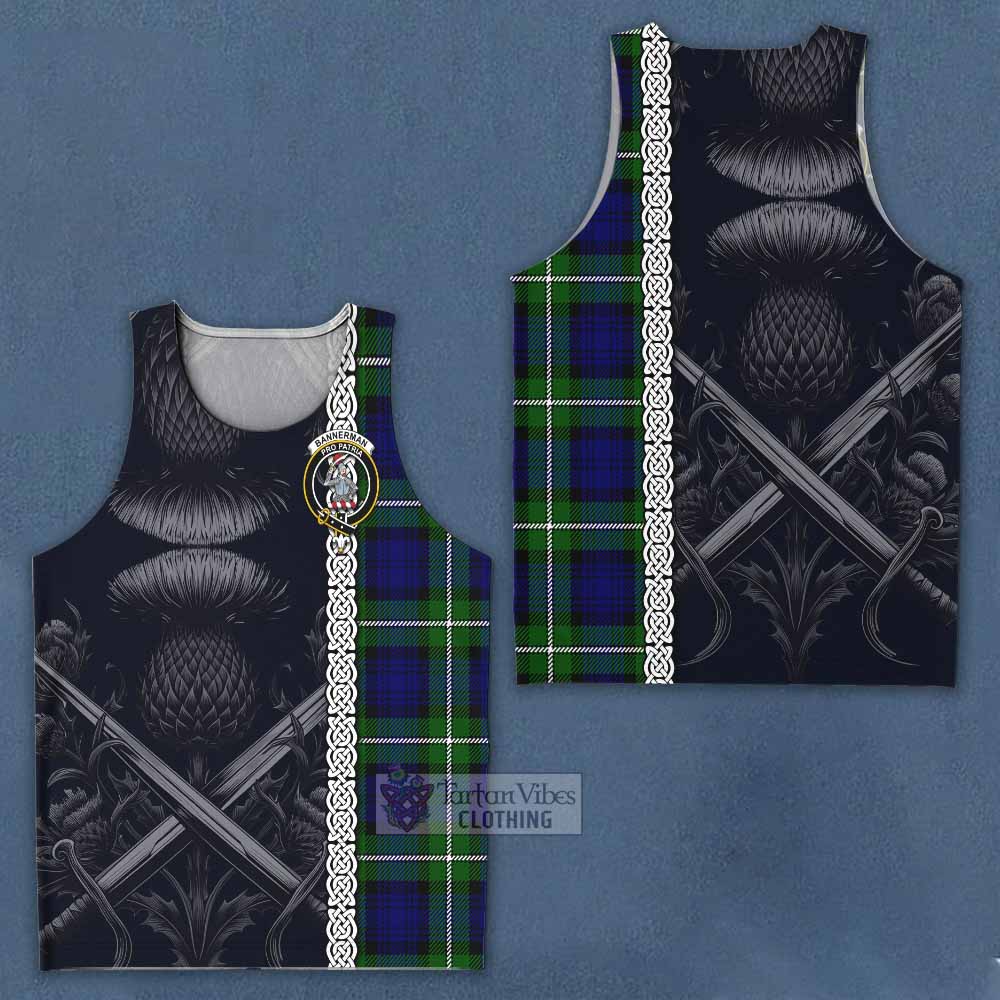Bannerman Tartan Men's Tank Top with Family Crest Cross Sword Thistle Celtic Vibes - Tartan Vibes Clothing