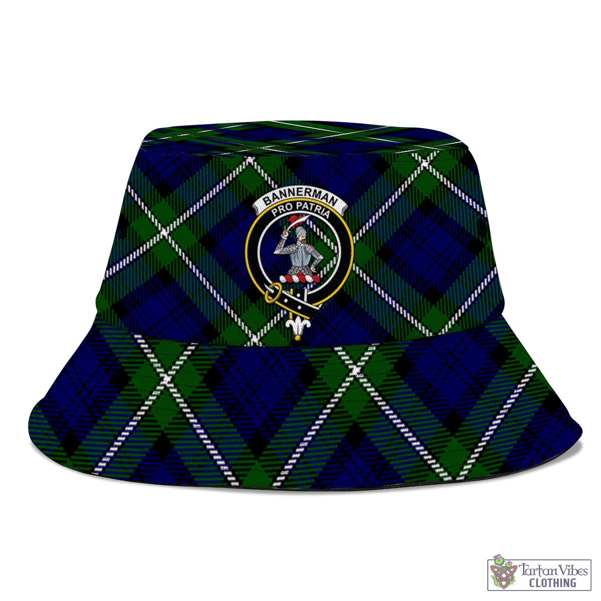 Tartan Vibes Clothing Bannerman Tartan Bucket Hat with Family Crest