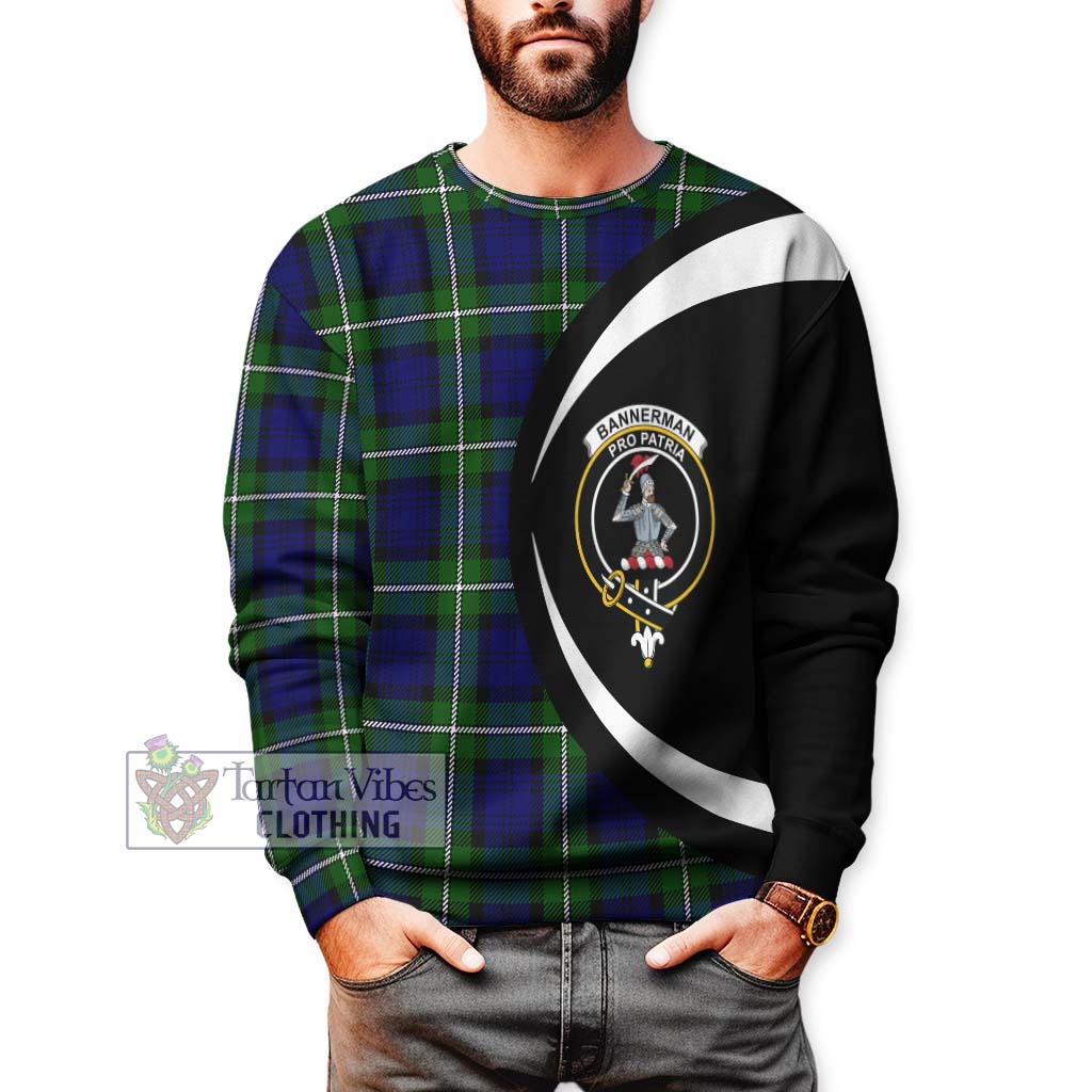 Bannerman Tartan Sweatshirt with Family Crest Circle Style - Tartan Vibes Clothing