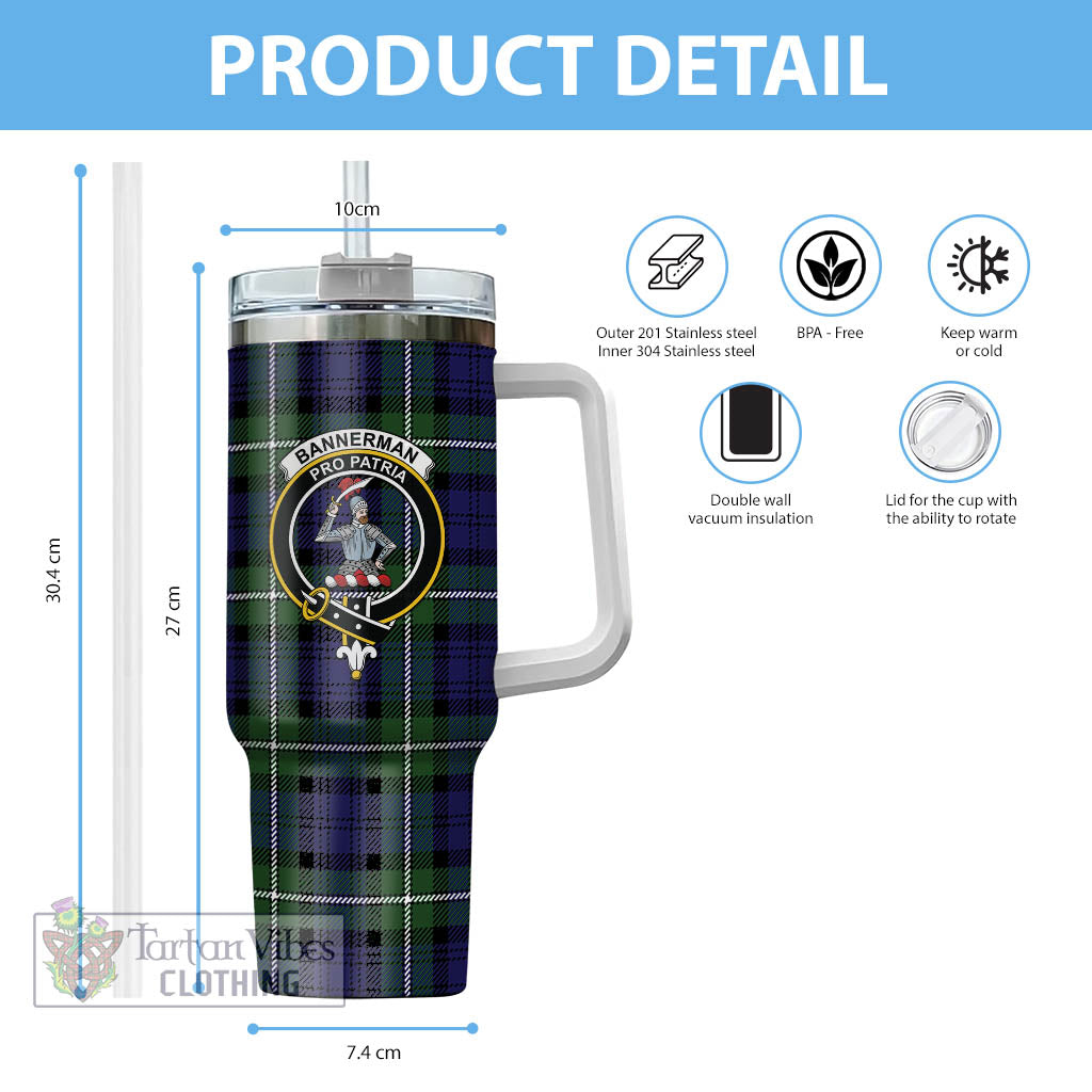 Bannerman Tartan Tumbler with Handle with Family Crest - Tartan Vibes Clothing