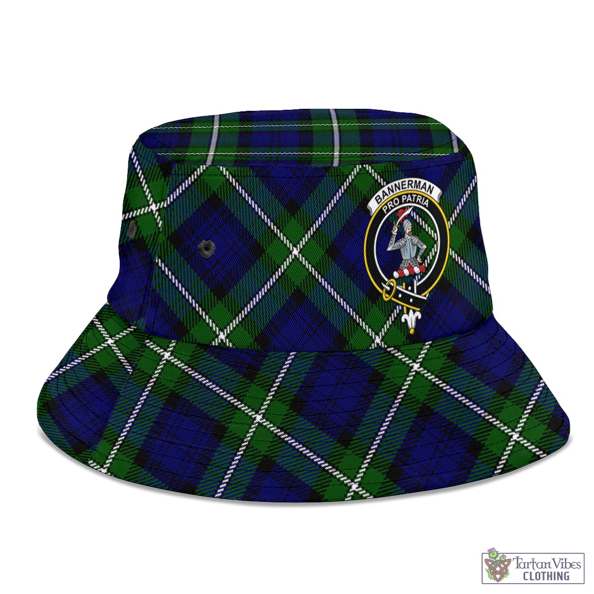 Tartan Vibes Clothing Bannerman Tartan Bucket Hat with Family Crest