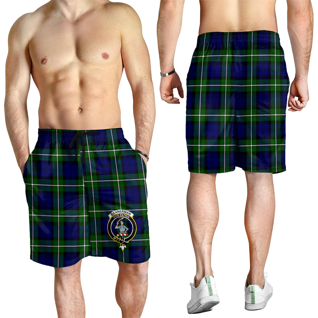 Bannerman Tartan Mens Shorts with Family Crest - Tartan Vibes Clothing
